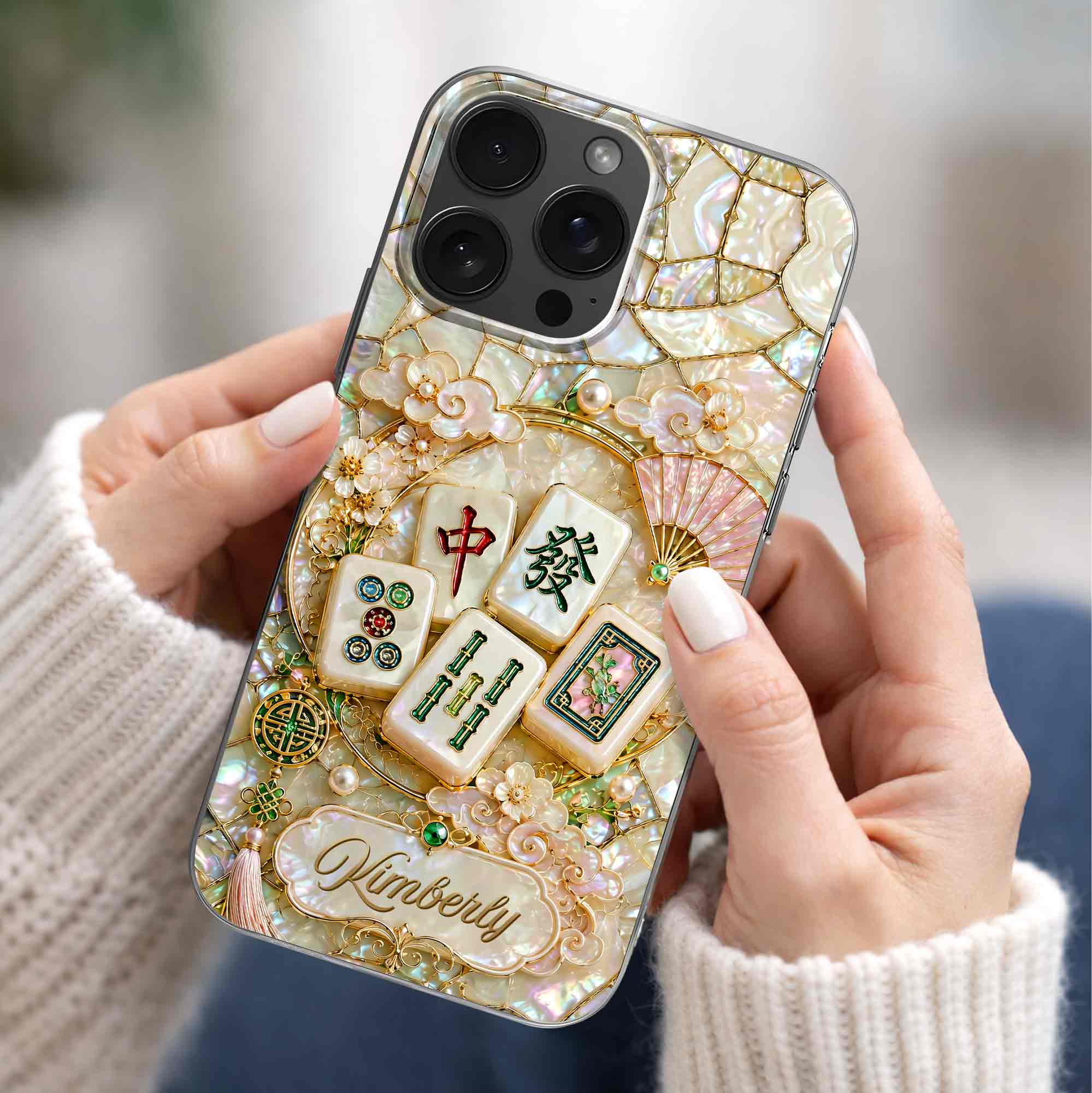 Personalized Floral Clear Phone Case Custom Name Gift for Mom