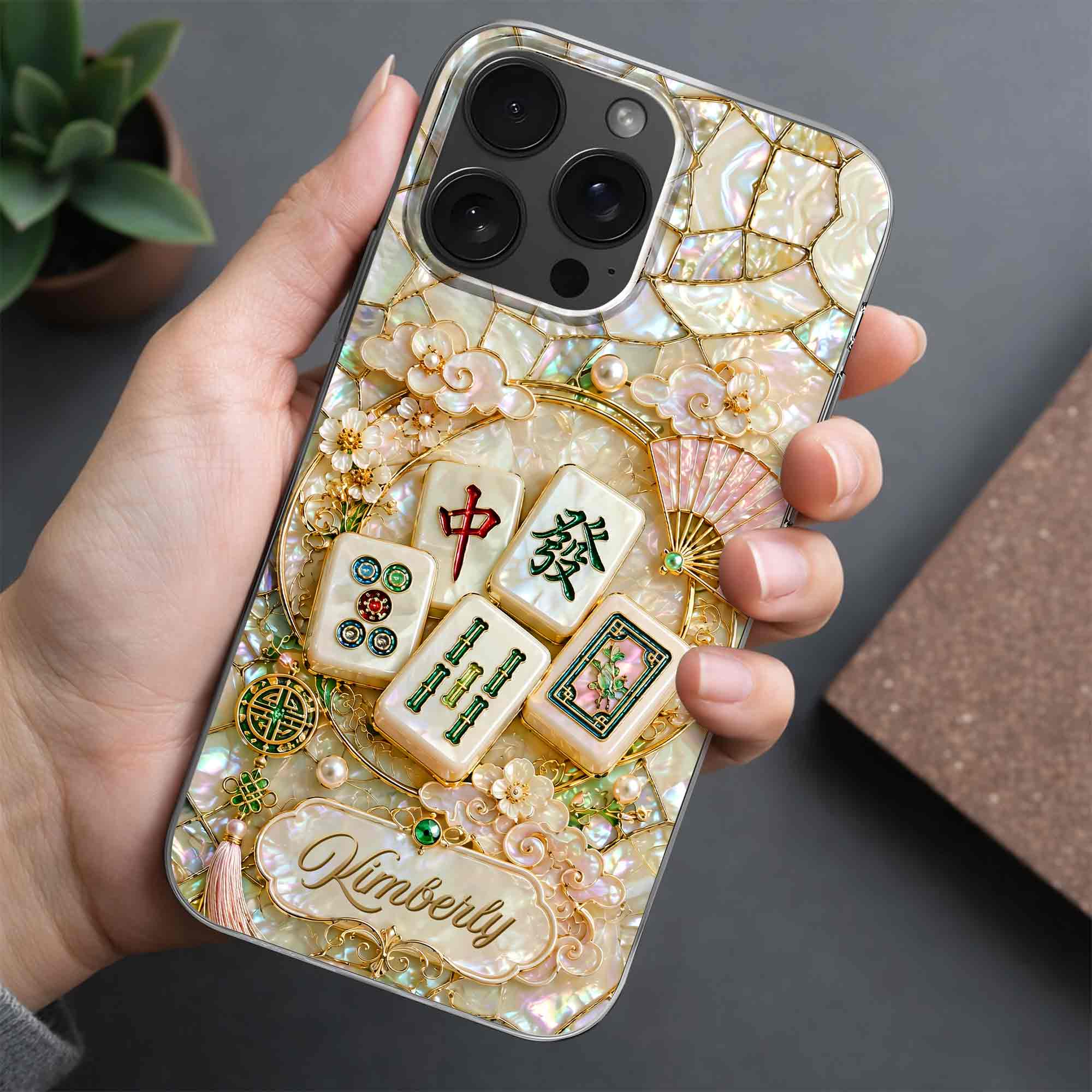 Personalized Floral Clear Phone Case Custom Name Gift for Mom