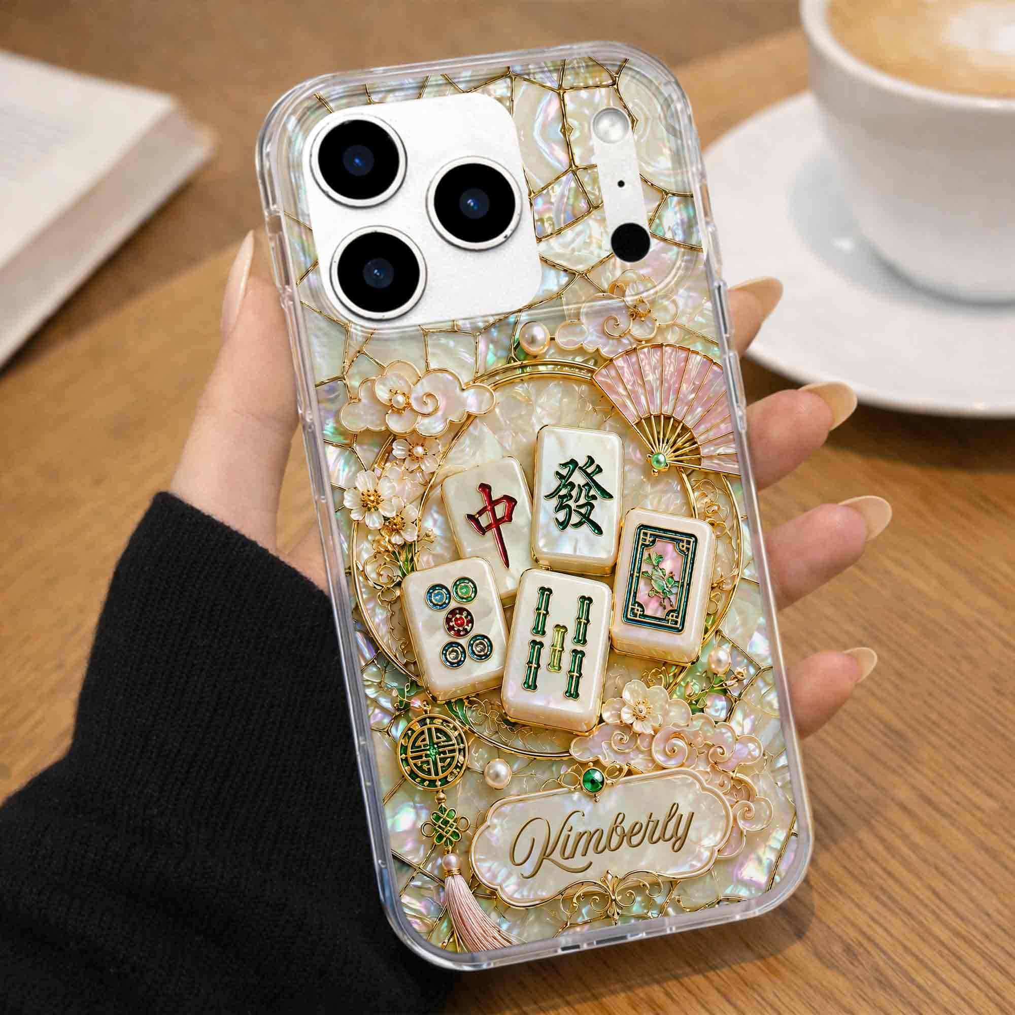 Personalized Floral Clear Phone Case Custom Name Gift for Mom