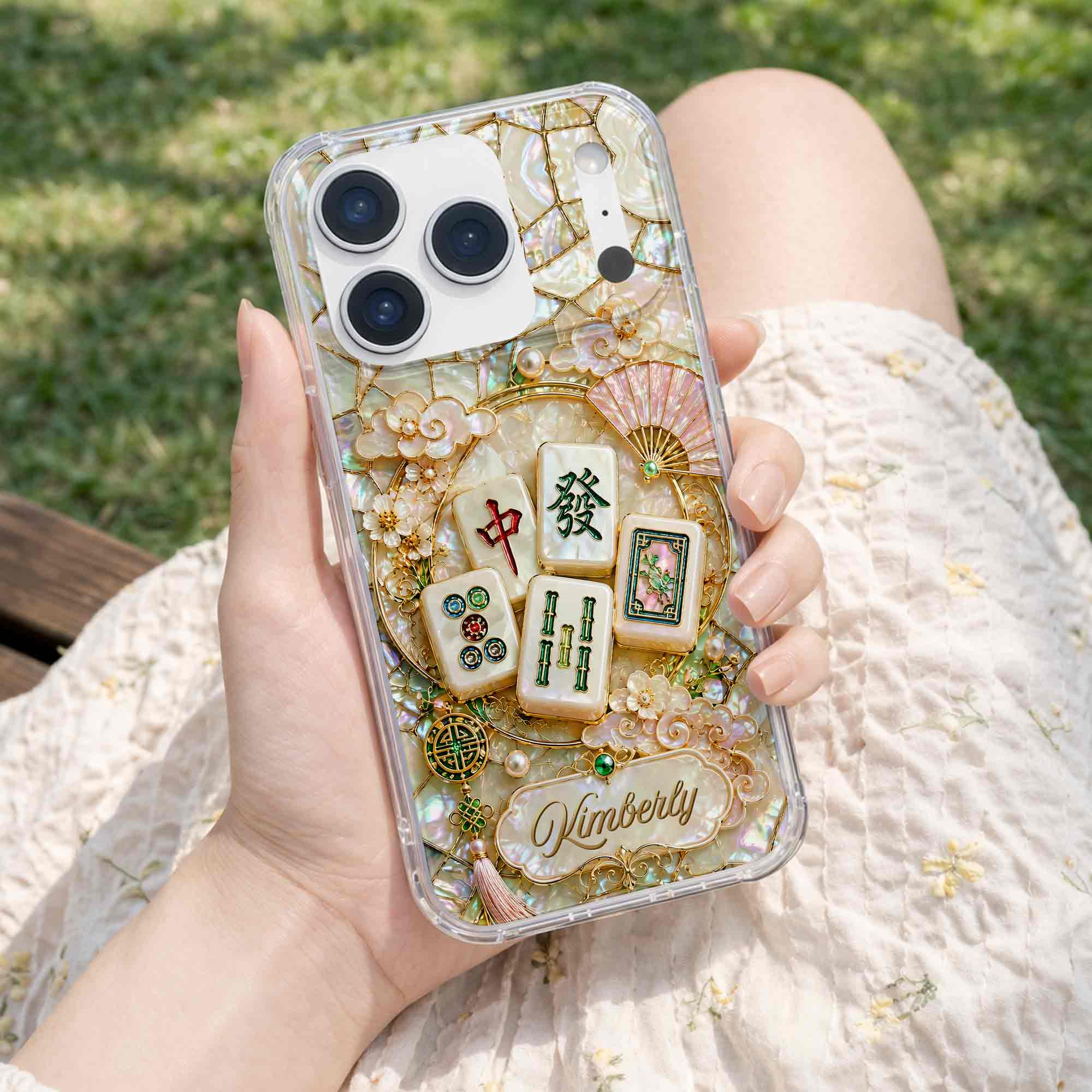 Personalized Floral Clear Phone Case Custom Name Gift for Mom