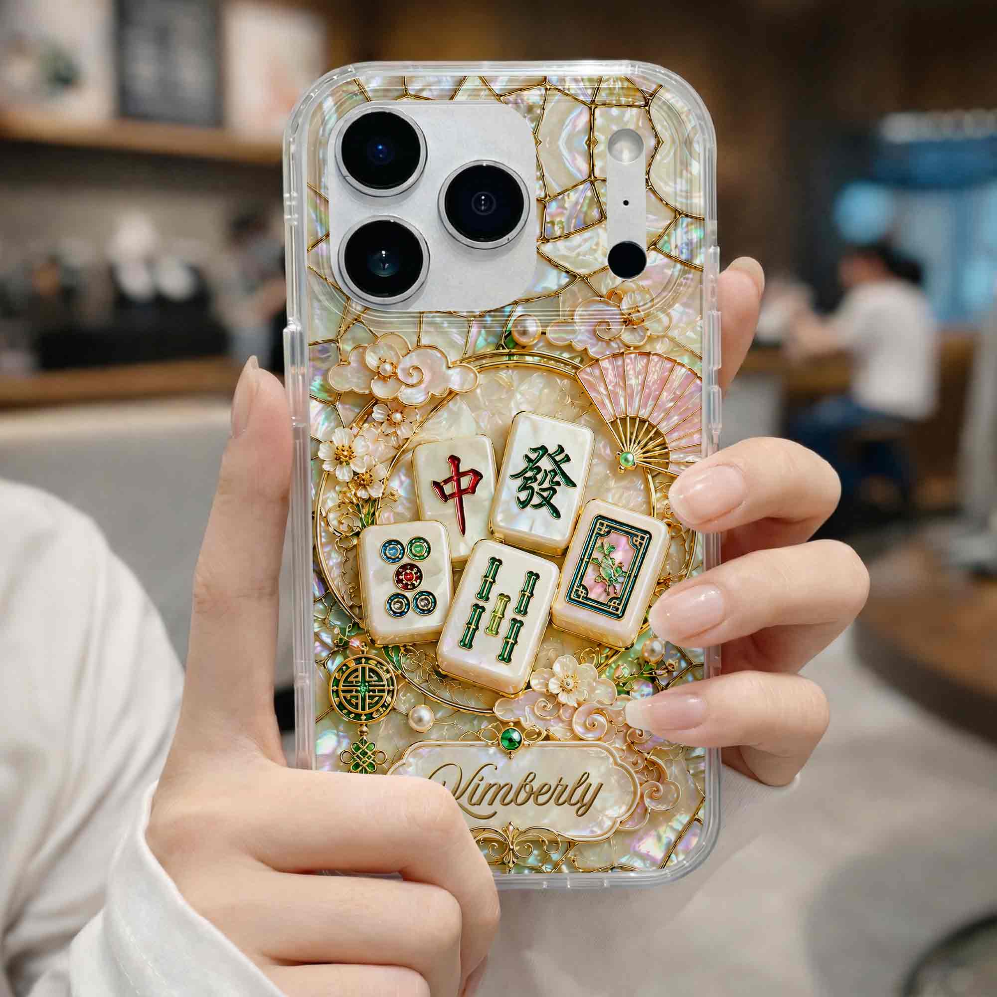 Personalized Floral Clear Phone Case Custom Name Gift for Mom