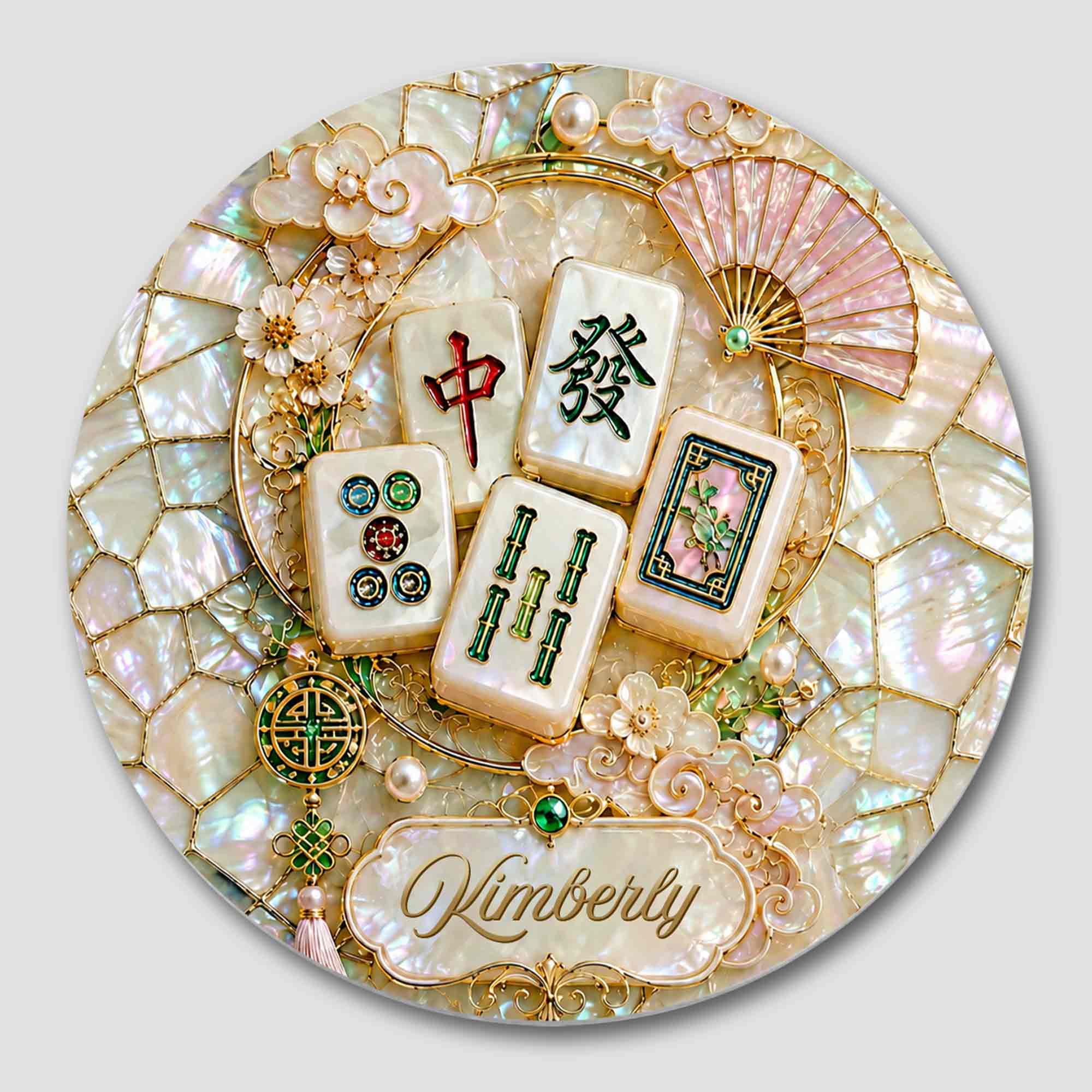 Personalized Mahjong Ceramic Coaster Custom Name Gift for Mom