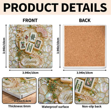 Load image into Gallery viewer, Personalized Mahjong Tiles Ceramic Coaster Custom Gift for Grandma
