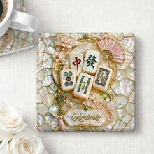 Load image into Gallery viewer, Personalized Mahjong Tiles Ceramic Coaster Custom Gift for Grandma
