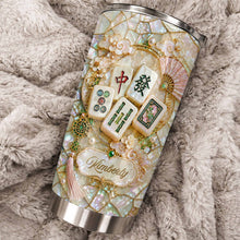 Load image into Gallery viewer, Personalized Floral Mahjong Tiles Custom Name Tumbler 20oz Gift
