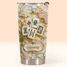 Load image into Gallery viewer, Personalized Floral Mahjong Tiles Custom Name Tumbler 20oz Gift
