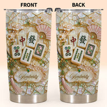 Load image into Gallery viewer, Personalized Floral Mahjong Tiles Custom Name Tumbler 20oz Gift
