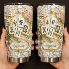 Load image into Gallery viewer, Personalized Floral Mahjong Tiles Custom Name Tumbler 20oz Gift
