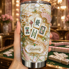 Load image into Gallery viewer, Personalized Floral Mahjong Tiles Custom Name Tumbler 20oz Gift
