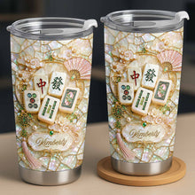 Load image into Gallery viewer, Personalized Floral Mahjong Tiles Custom Name Tumbler 20oz Gift

