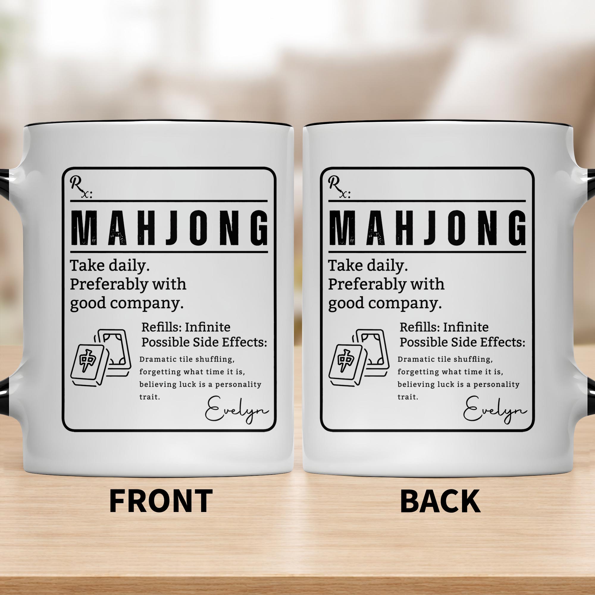 Personalized Mahjong Accent Mug Custom Gift for Friends