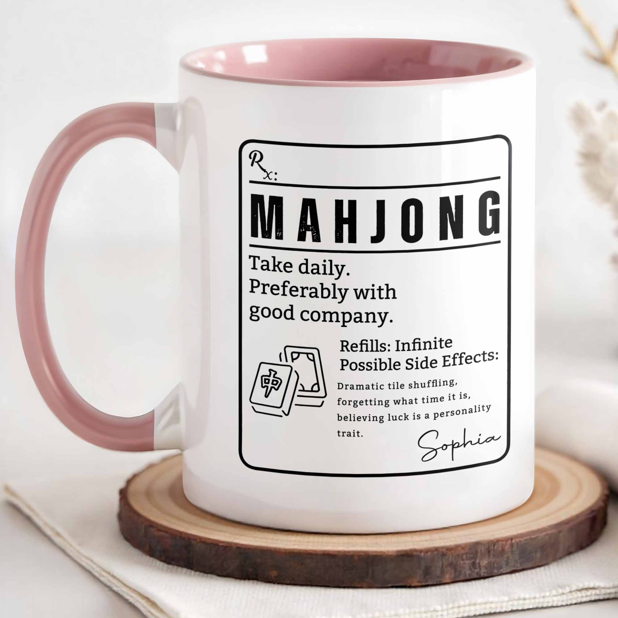 Personalized Mahjong Accent Mug Custom Gift for Friends