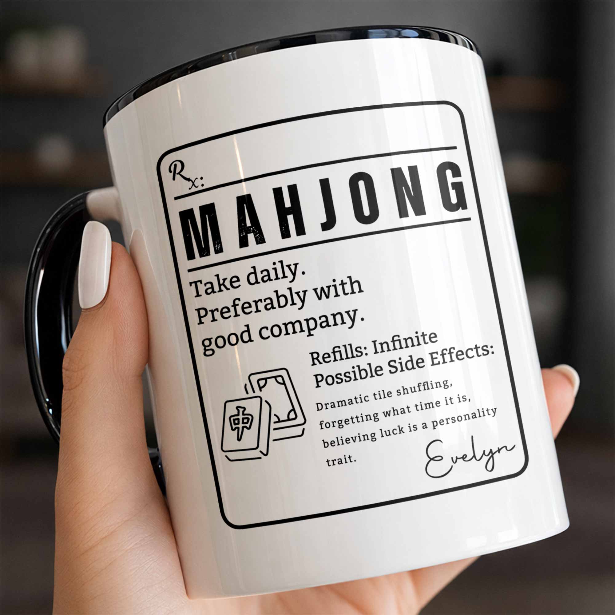 Personalized Mahjong Accent Mug Custom Gift for Friends