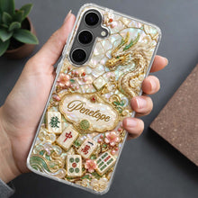 Load image into Gallery viewer, Personalized Clear Phone Case with Dragon &amp; Mahjong Design for Mom
