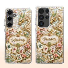 Load image into Gallery viewer, Personalized Clear Phone Case with Dragon &amp; Mahjong Design for Mom
