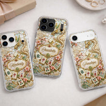 Load image into Gallery viewer, Personalized Clear Phone Case with Dragon &amp; Mahjong Design for Mom

