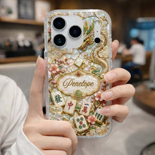 Load image into Gallery viewer, Personalized Clear Phone Case with Dragon &amp; Mahjong Design for Mom

