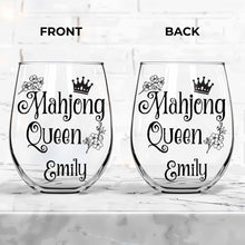 Load image into Gallery viewer, Personalized Stemless Wine Glass for Mahjong Queen Gift
