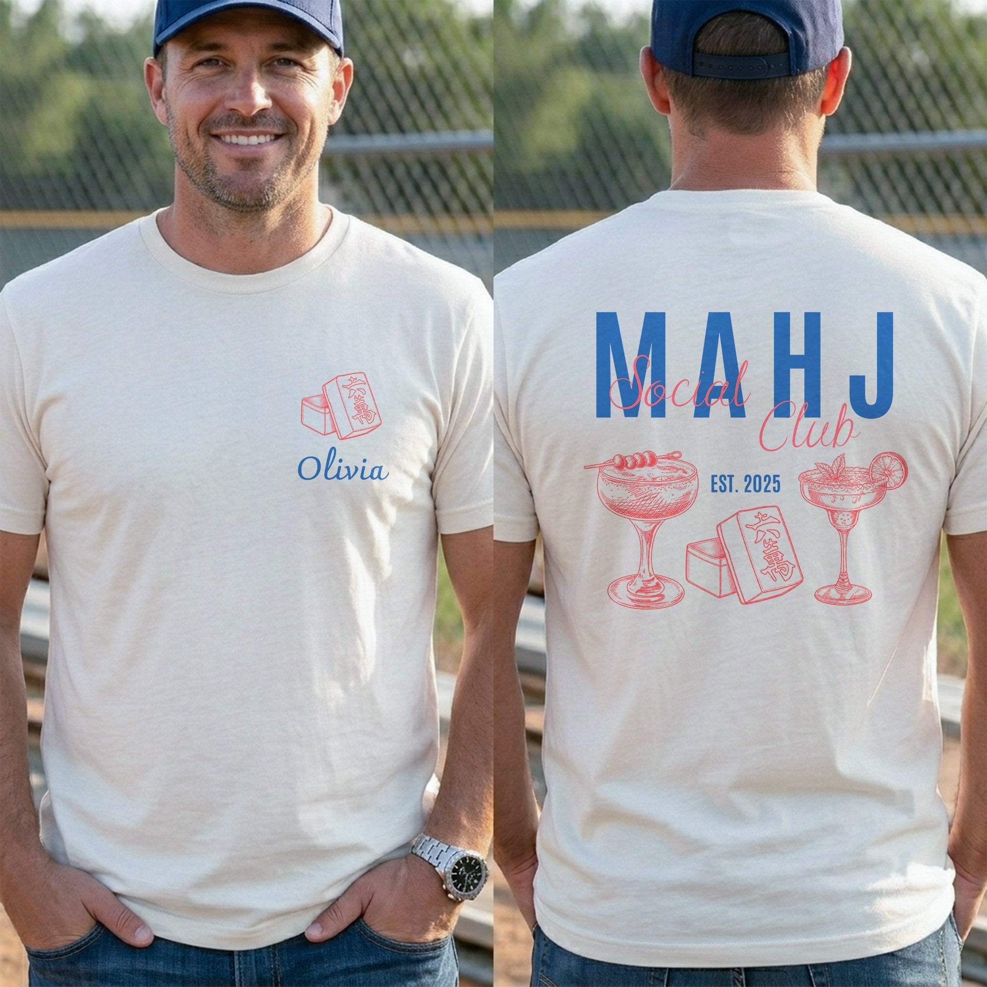 Personalized Game Night T-Shirt Custom Name Mahjong Design