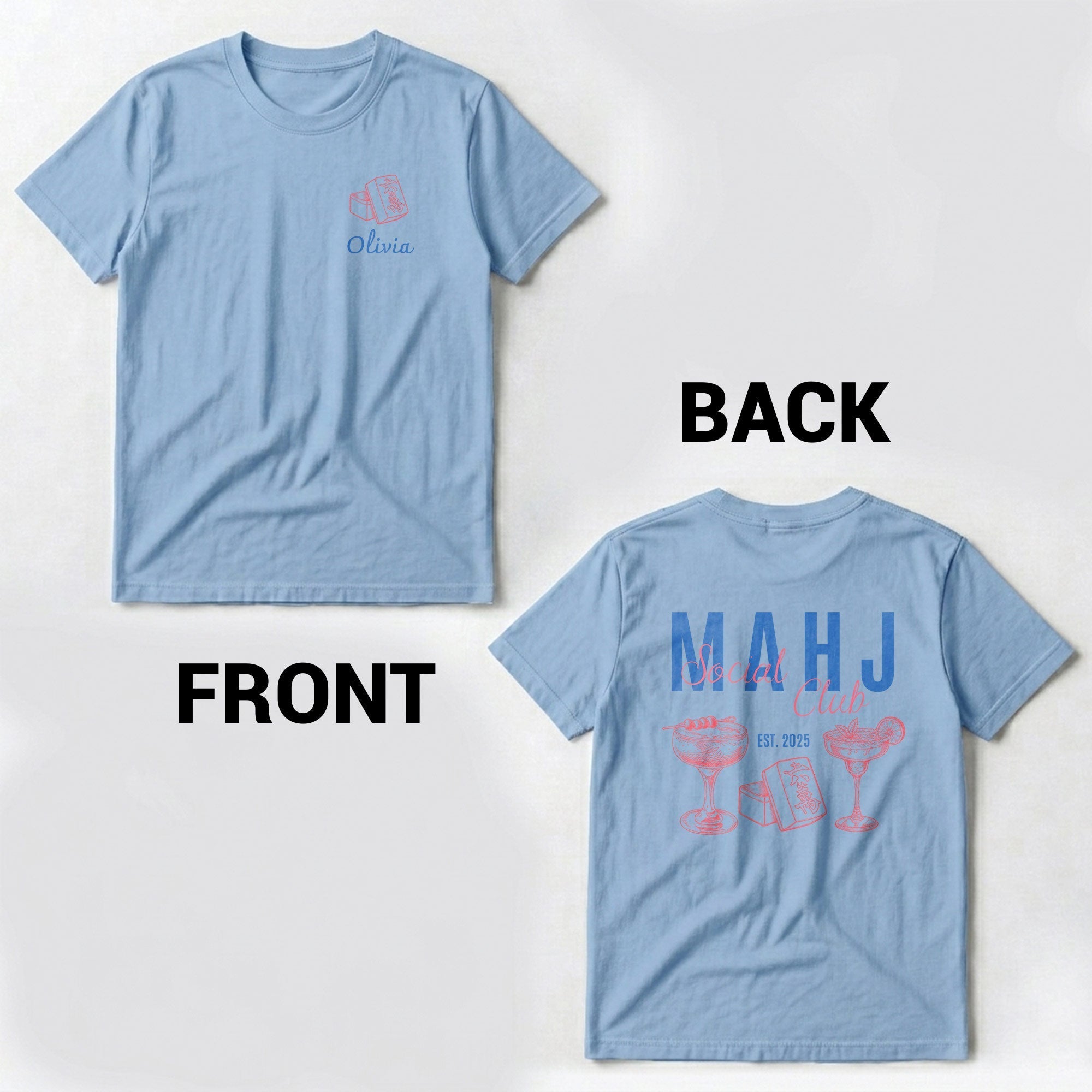 Personalized Game Night T-Shirt Custom Name Mahjong Design