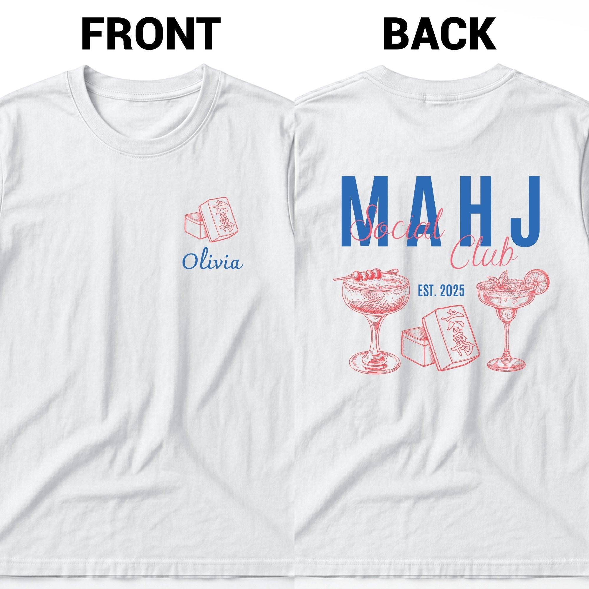 Personalized Game Night T-Shirt Custom Name Mahjong Design