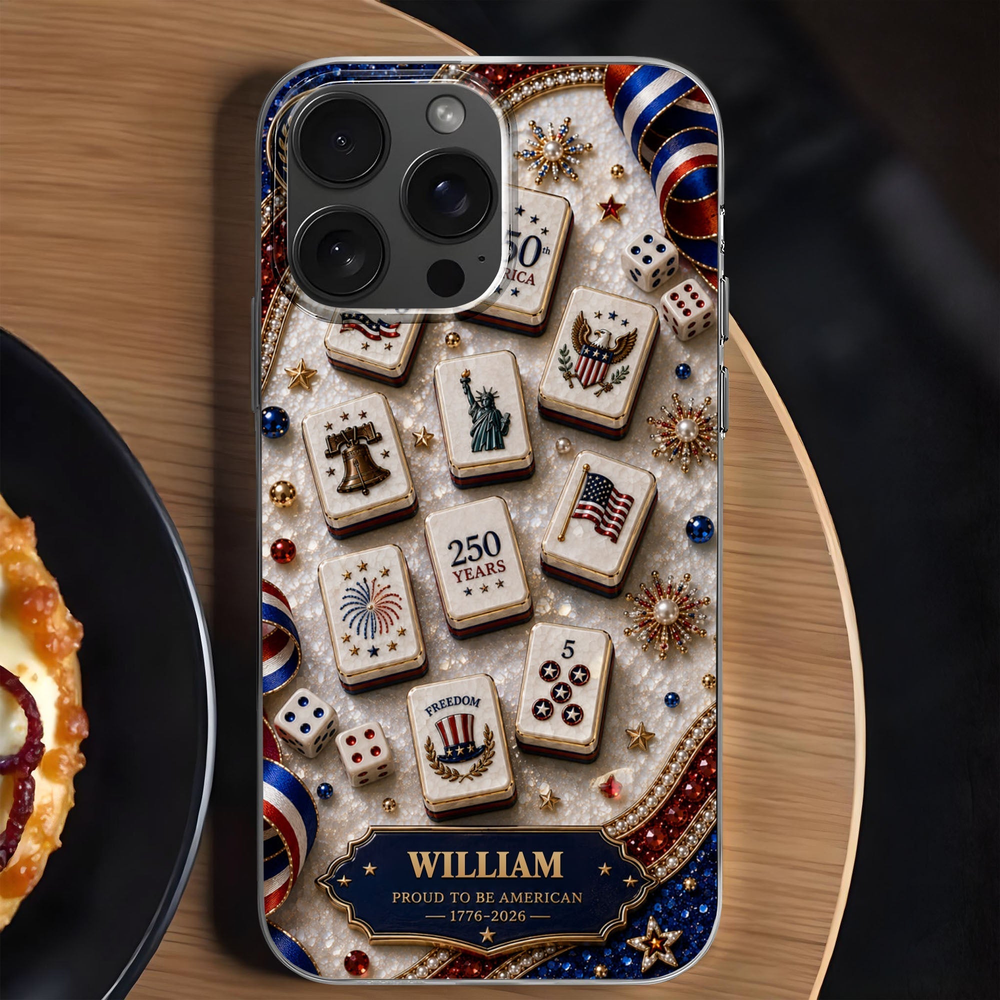Personalized Clear Phone Case 4th of July Freedom Design