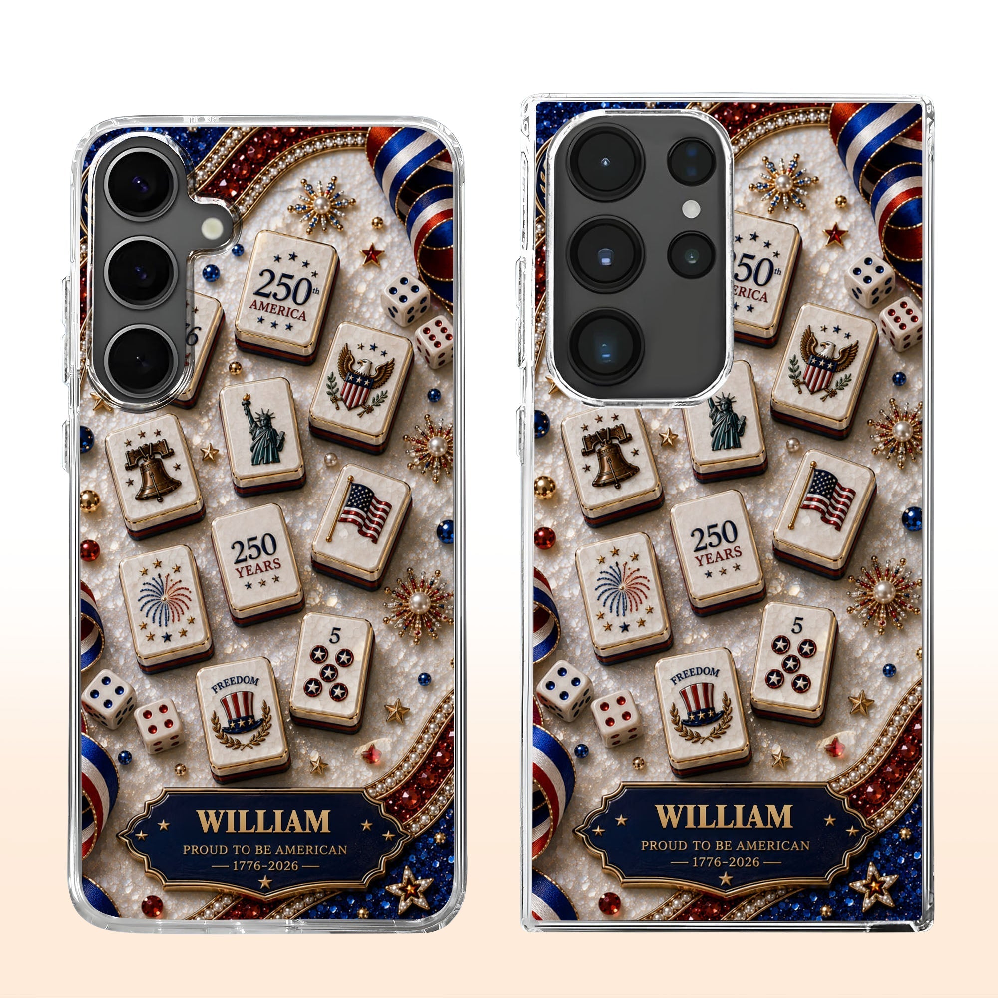 Personalized Clear Phone Case 4th of July Freedom Design