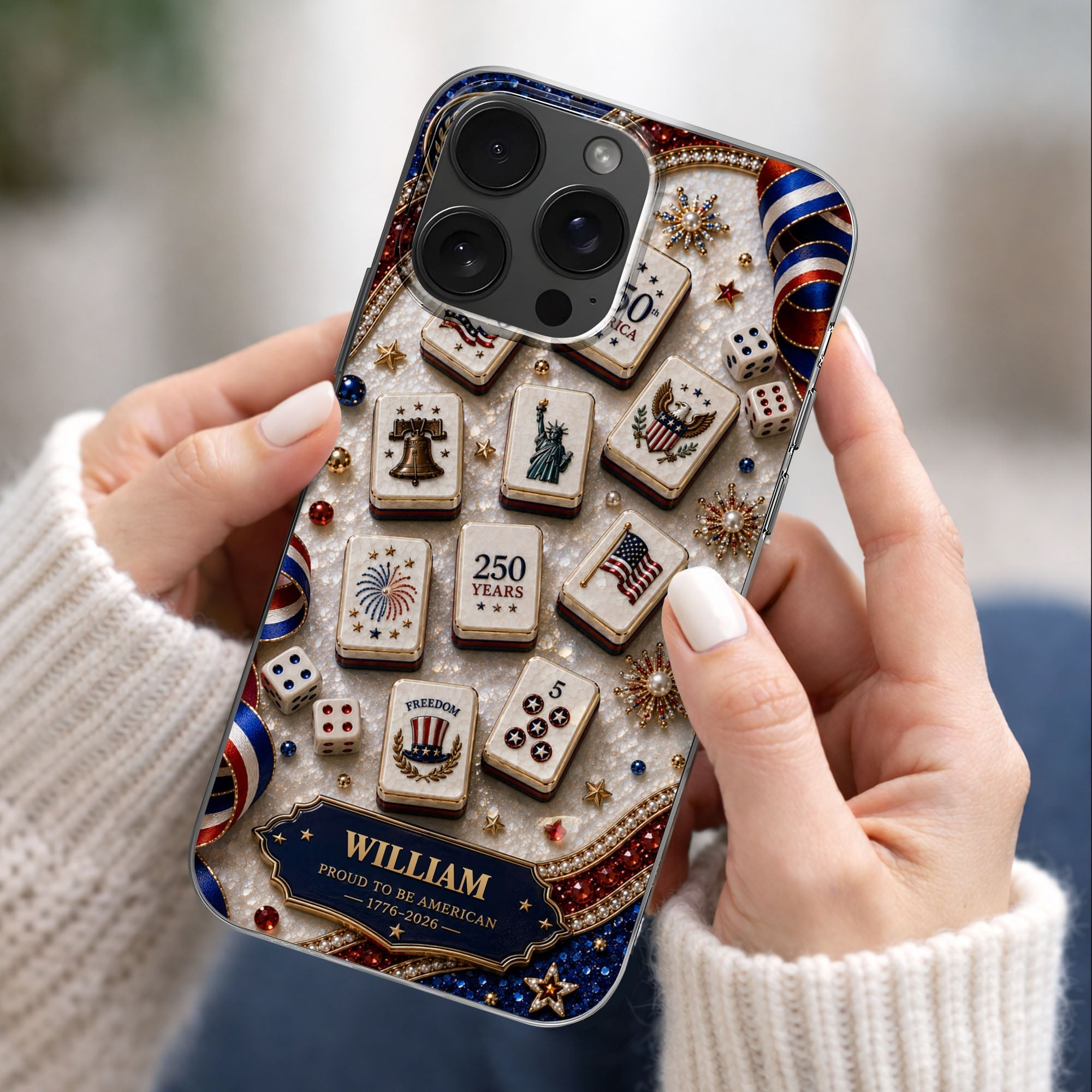 Personalized Clear Phone Case 4th of July Freedom Design