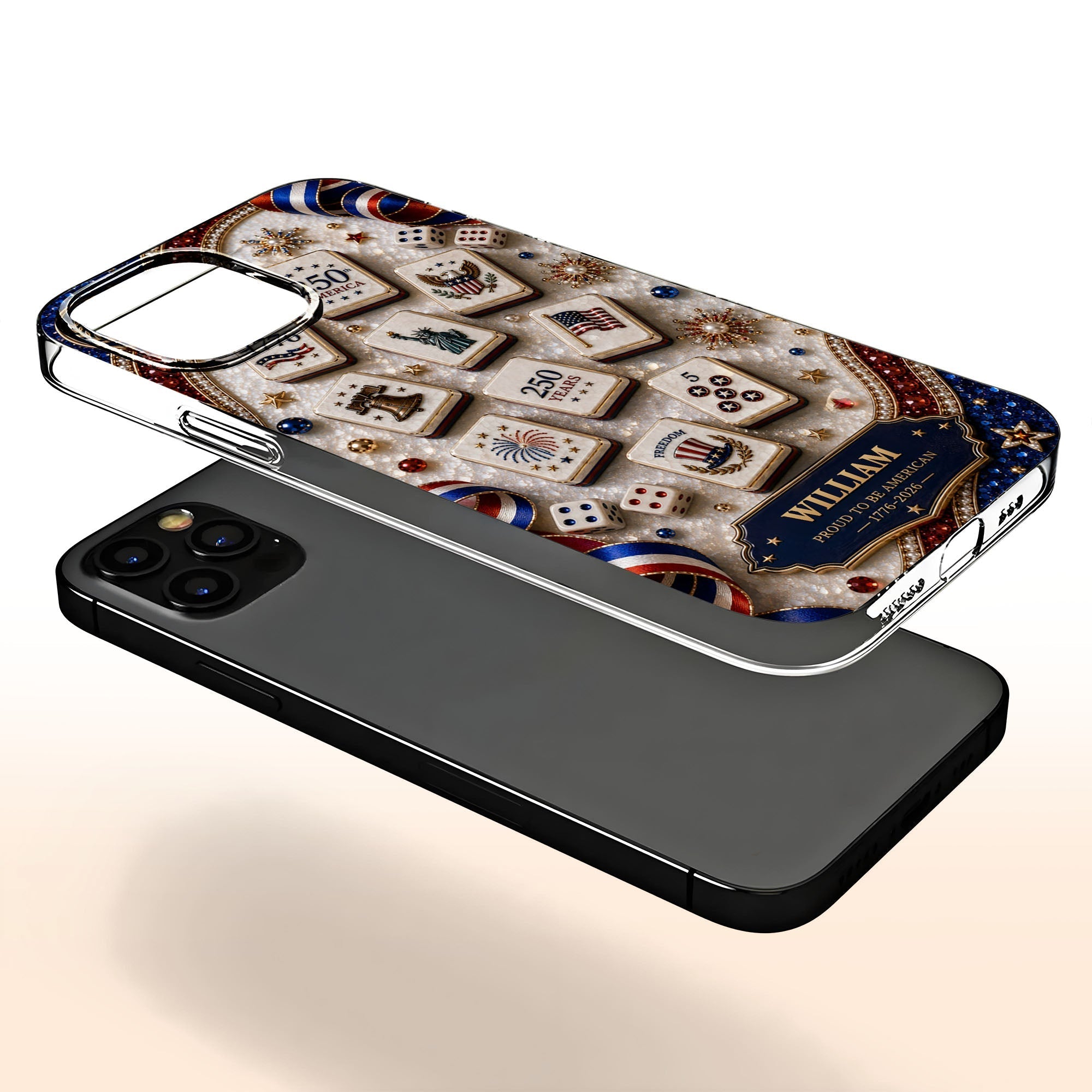Personalized Clear Phone Case 4th of July Freedom Design