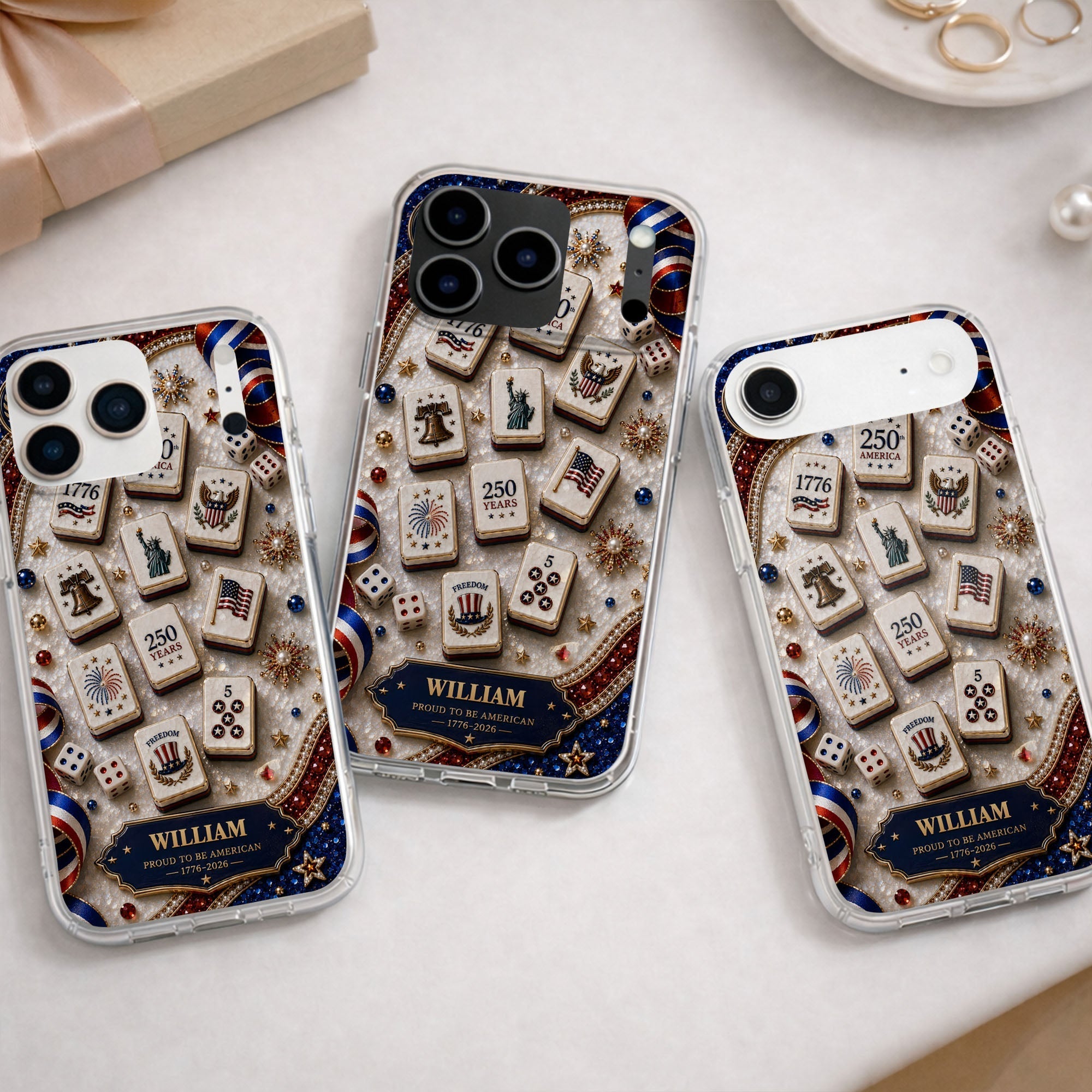 Personalized Clear Phone Case 4th of July Freedom Design