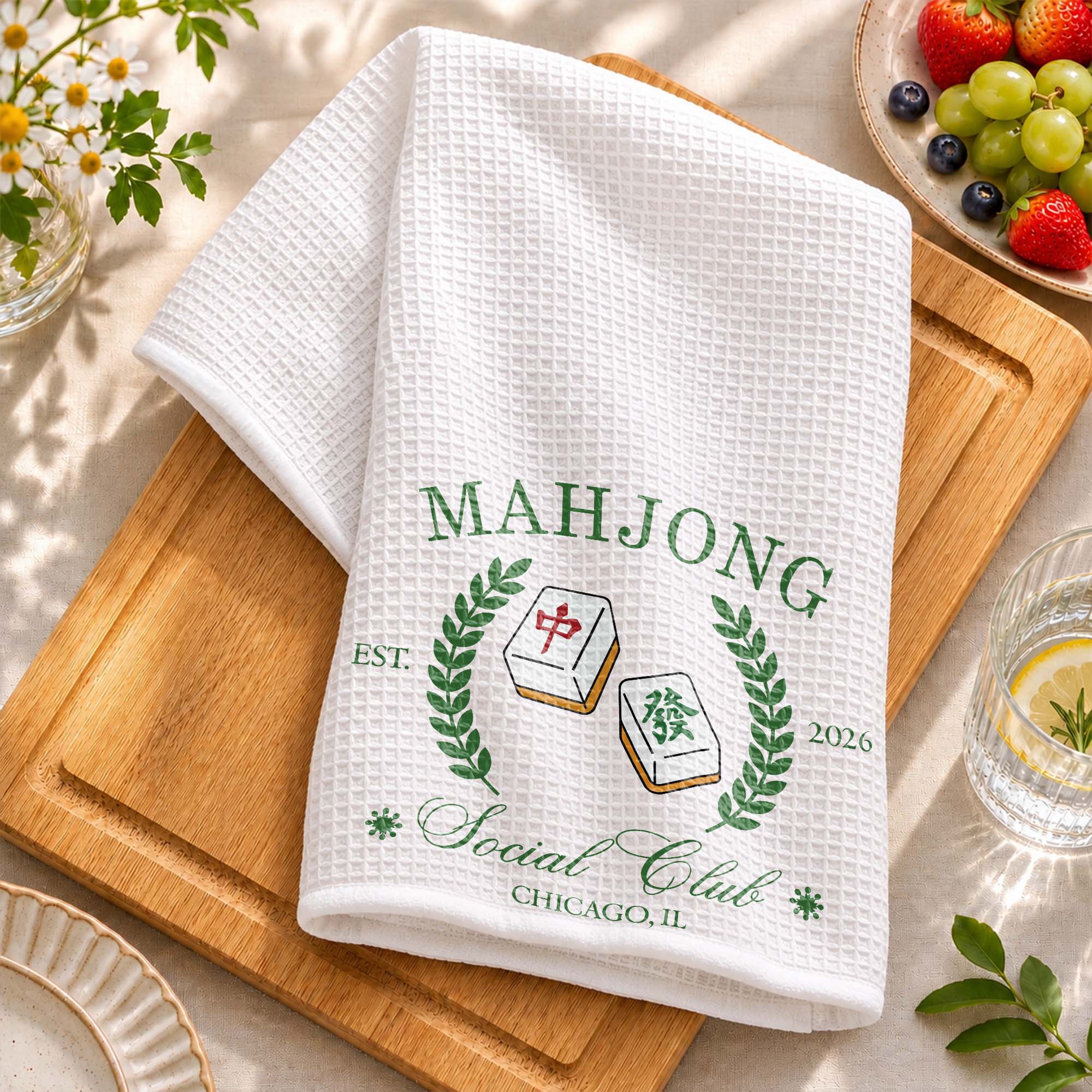 Personalized Mahjong Kitchen Towel Custom Gift for Game Night