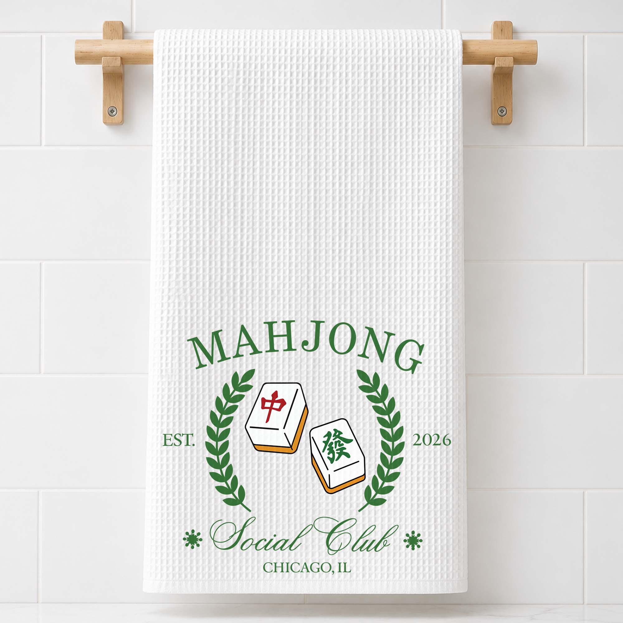 Personalized Mahjong Kitchen Towel Custom Gift for Game Night