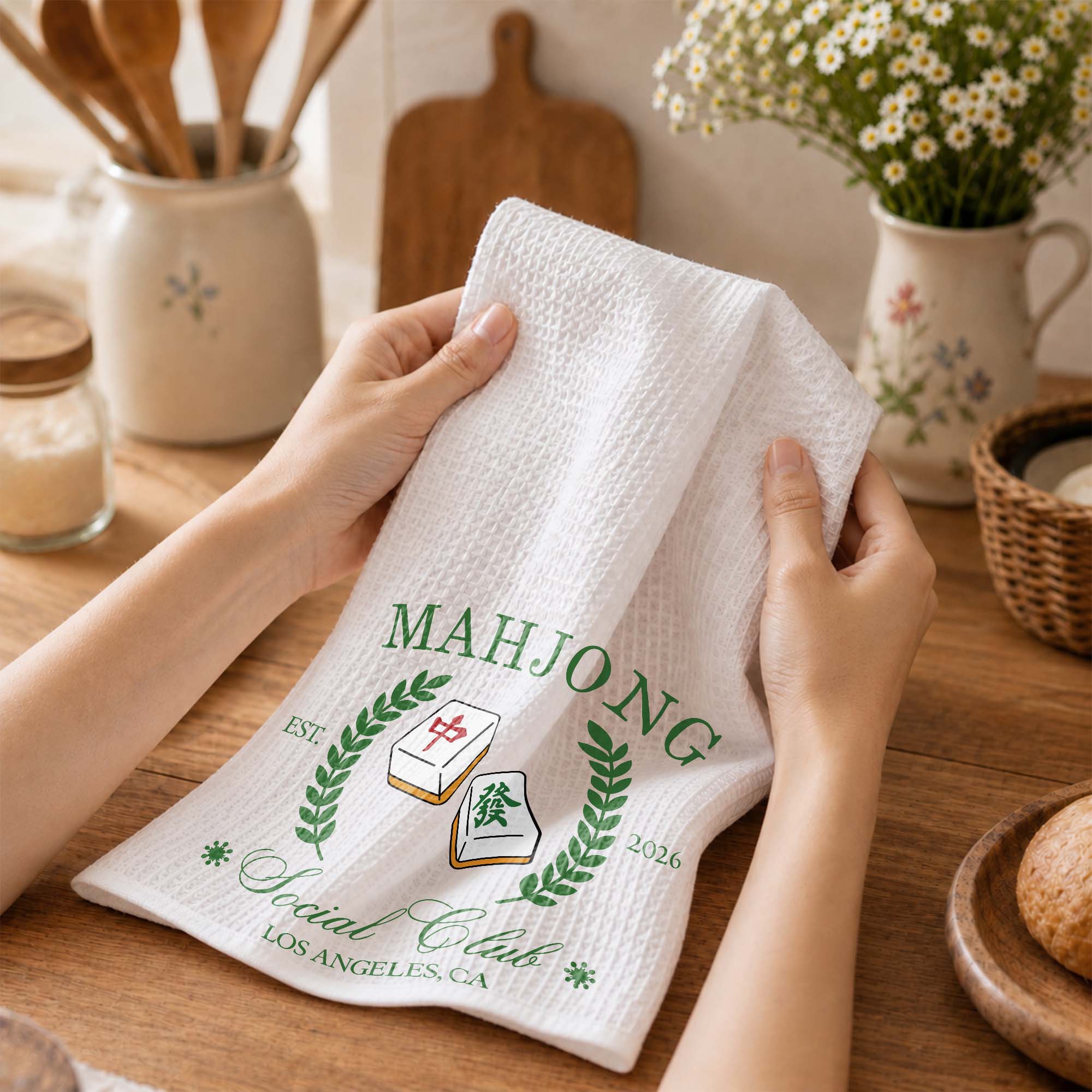 Personalized Mahjong Kitchen Towel Custom Gift for Game Night