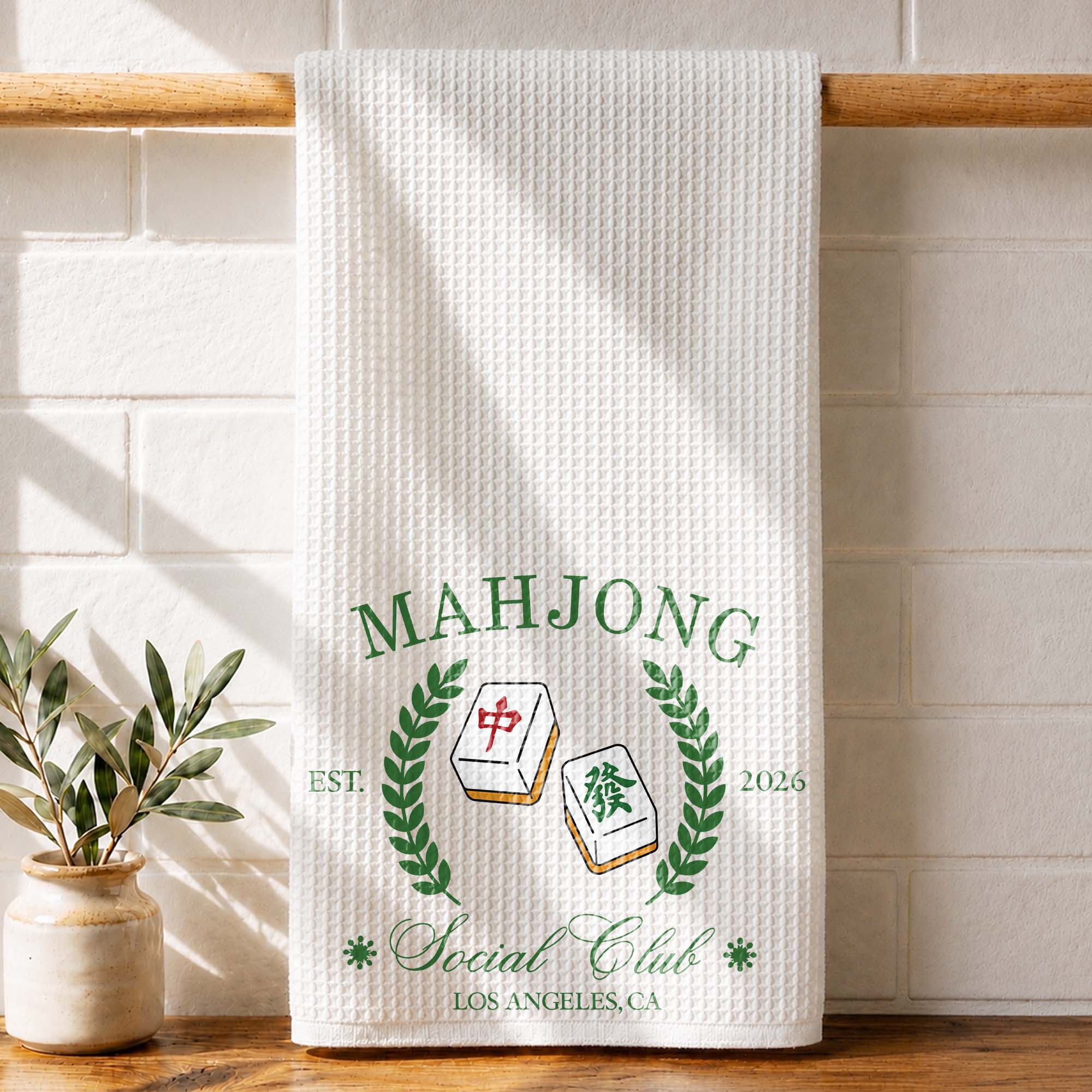 Personalized Mahjong Kitchen Towel Custom Gift for Game Night
