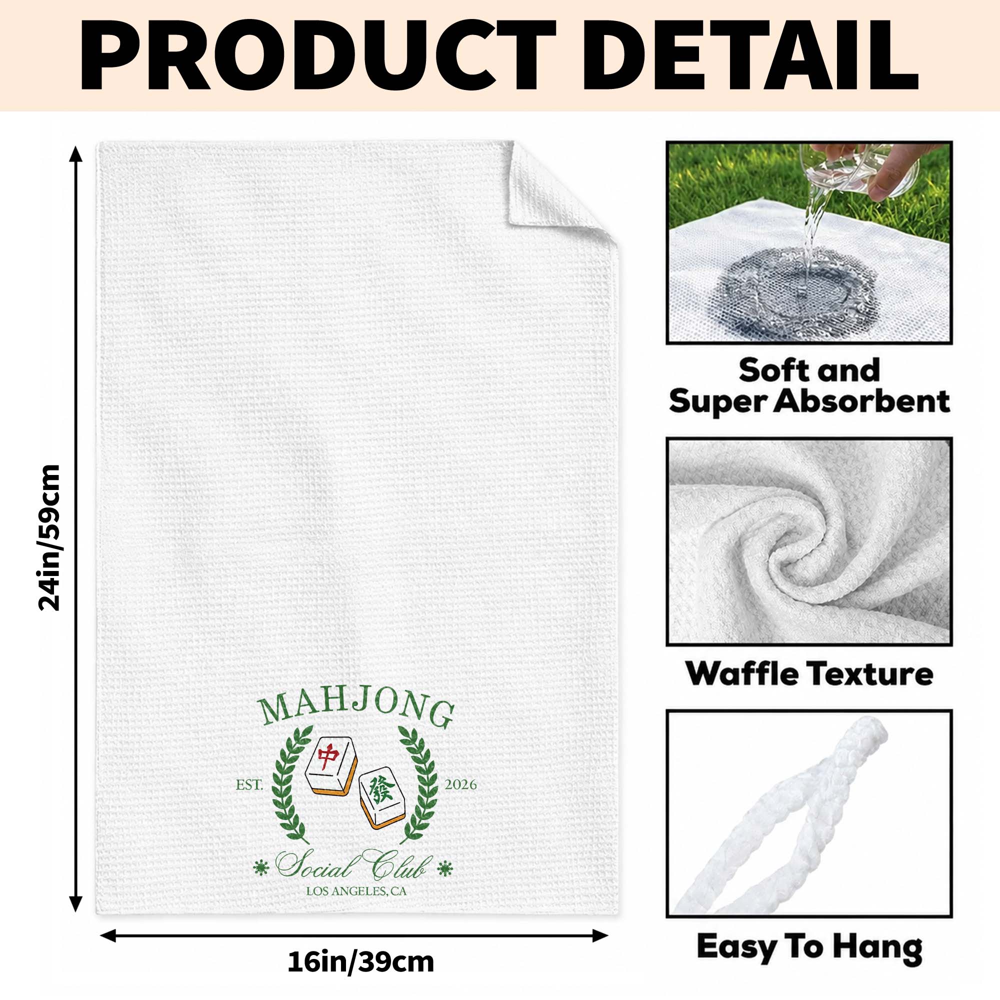 Personalized Mahjong Kitchen Towel Custom Gift for Game Night