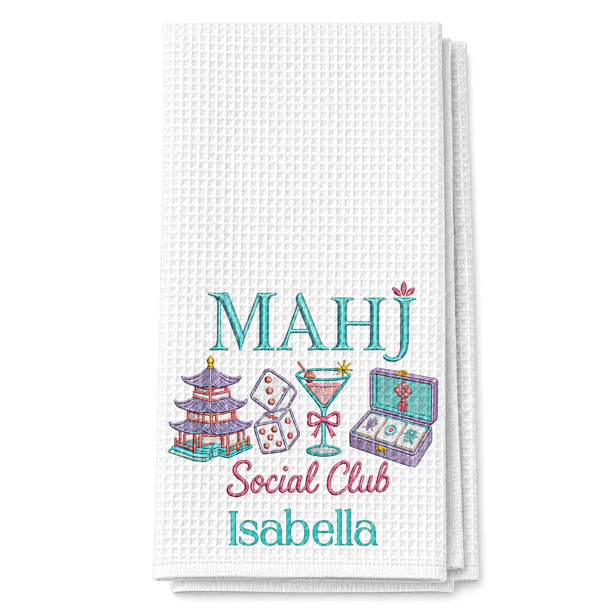 Personalized Mahj Social Club Kitchen Towel Custom Name Gift