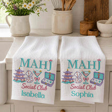 Load image into Gallery viewer, Personalized Mahj Social Club Kitchen Towel Custom Name Gift
