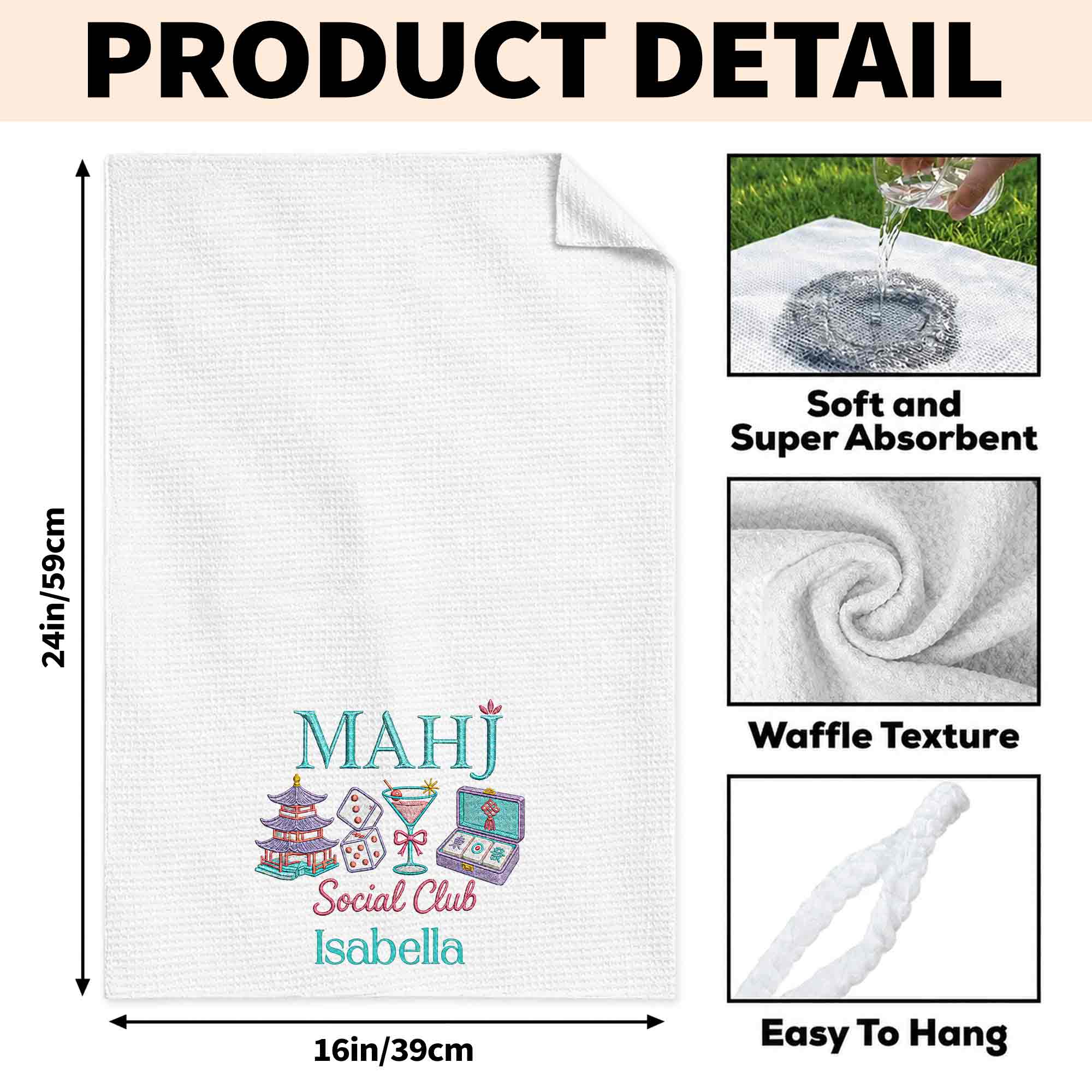 Personalized Mahj Social Club Kitchen Towel Custom Name Gift