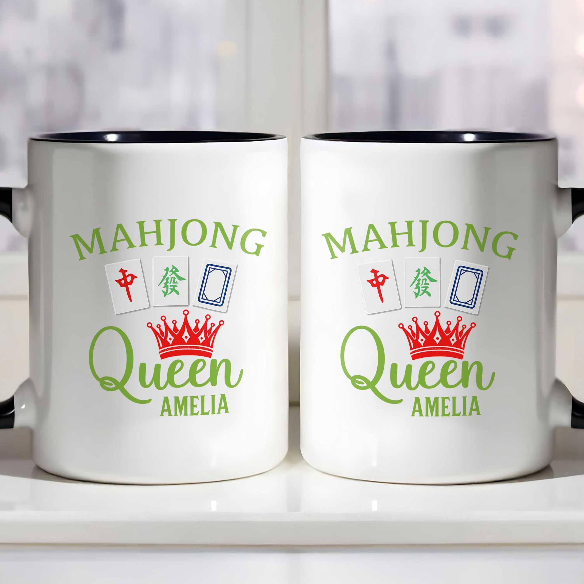 Personalized Mahjong Queen Accent Mug Custom Name Gift for Mom