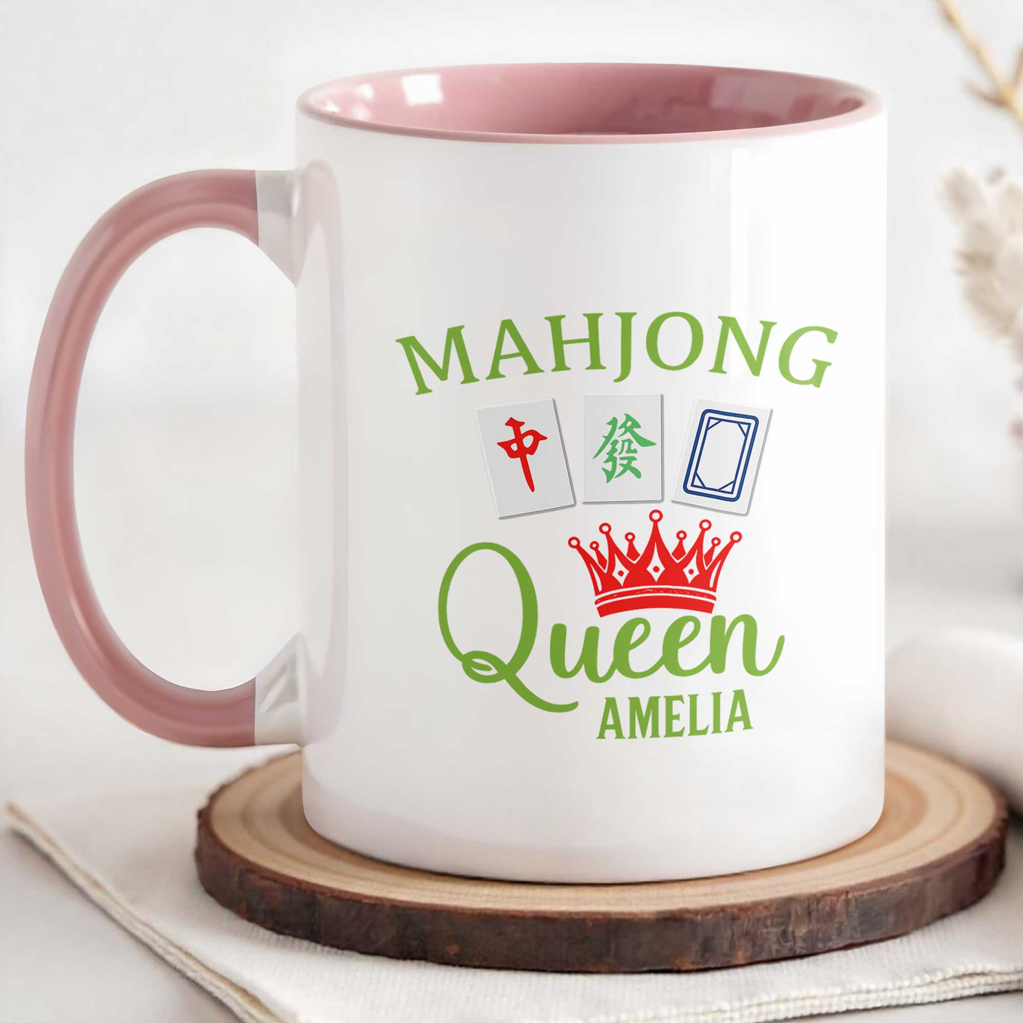 Personalized Mahjong Queen Accent Mug Custom Name Gift for Mom