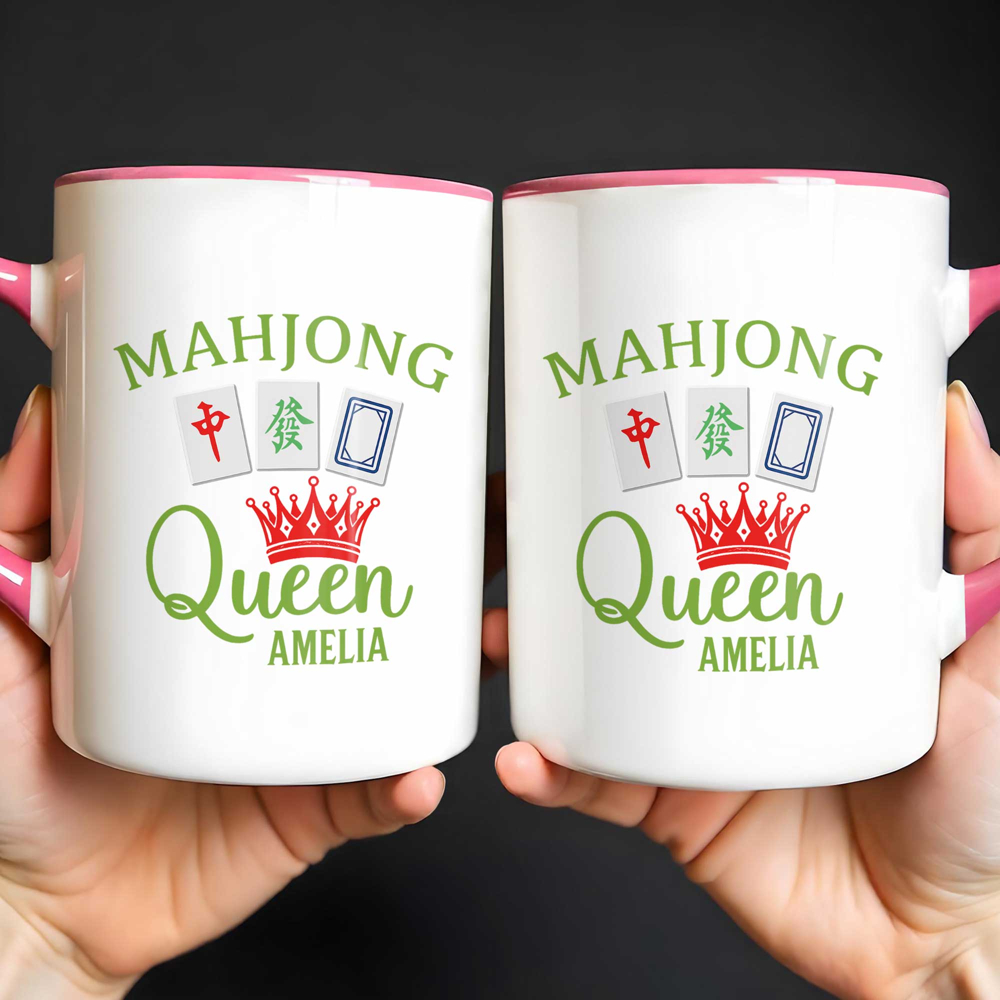 Personalized Mahjong Queen Accent Mug Custom Name Gift for Mom