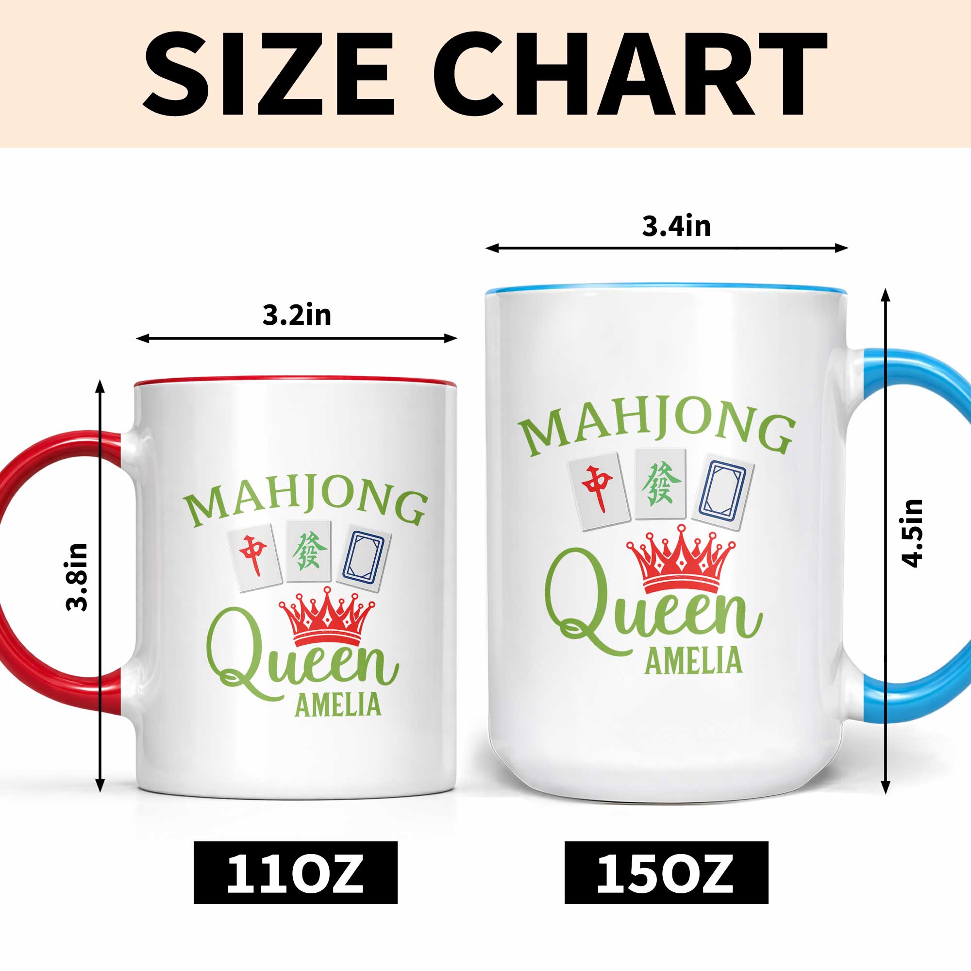 Personalized Mahjong Queen Accent Mug Custom Name Gift for Mom