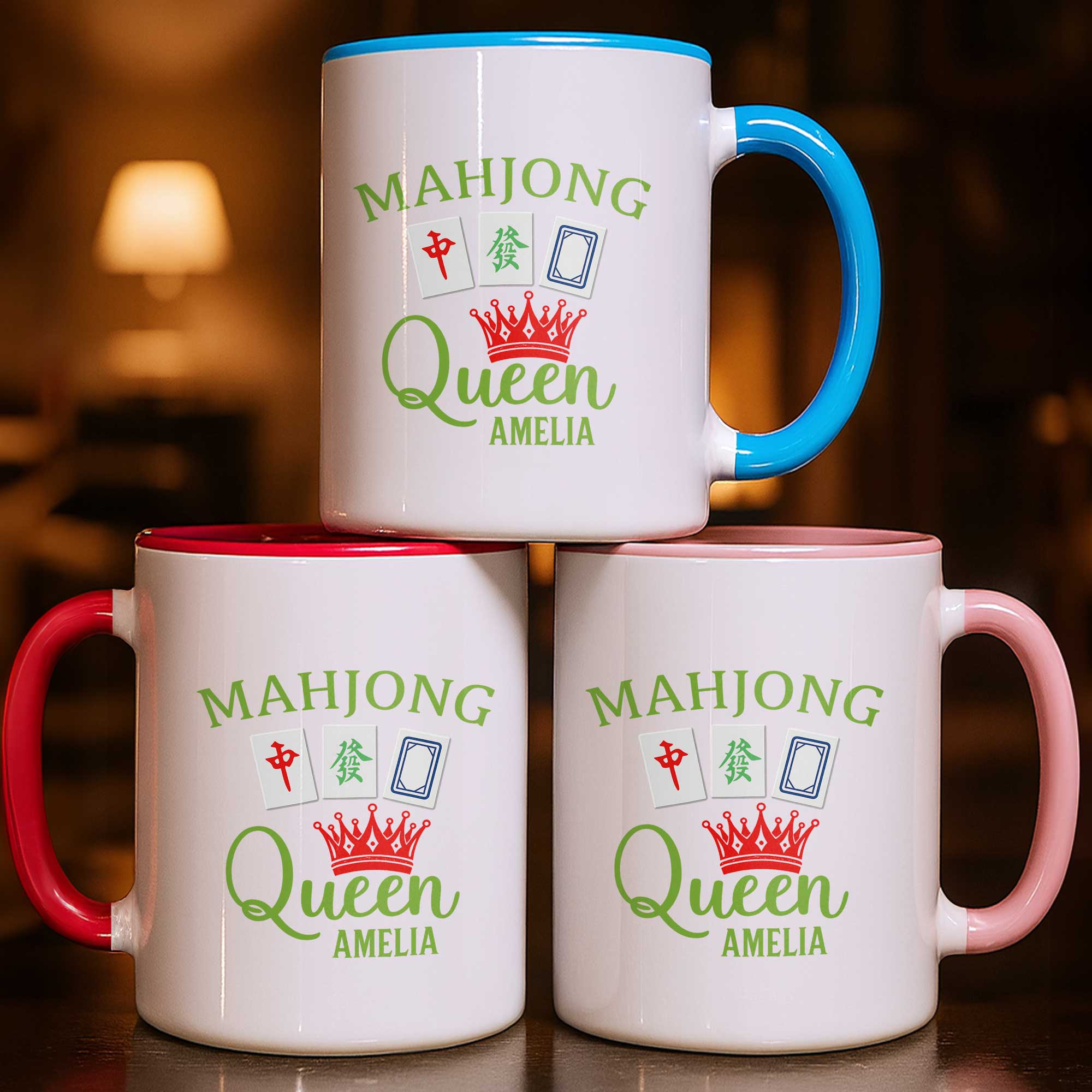 Personalized Mahjong Queen Accent Mug Custom Name Gift for Mom
