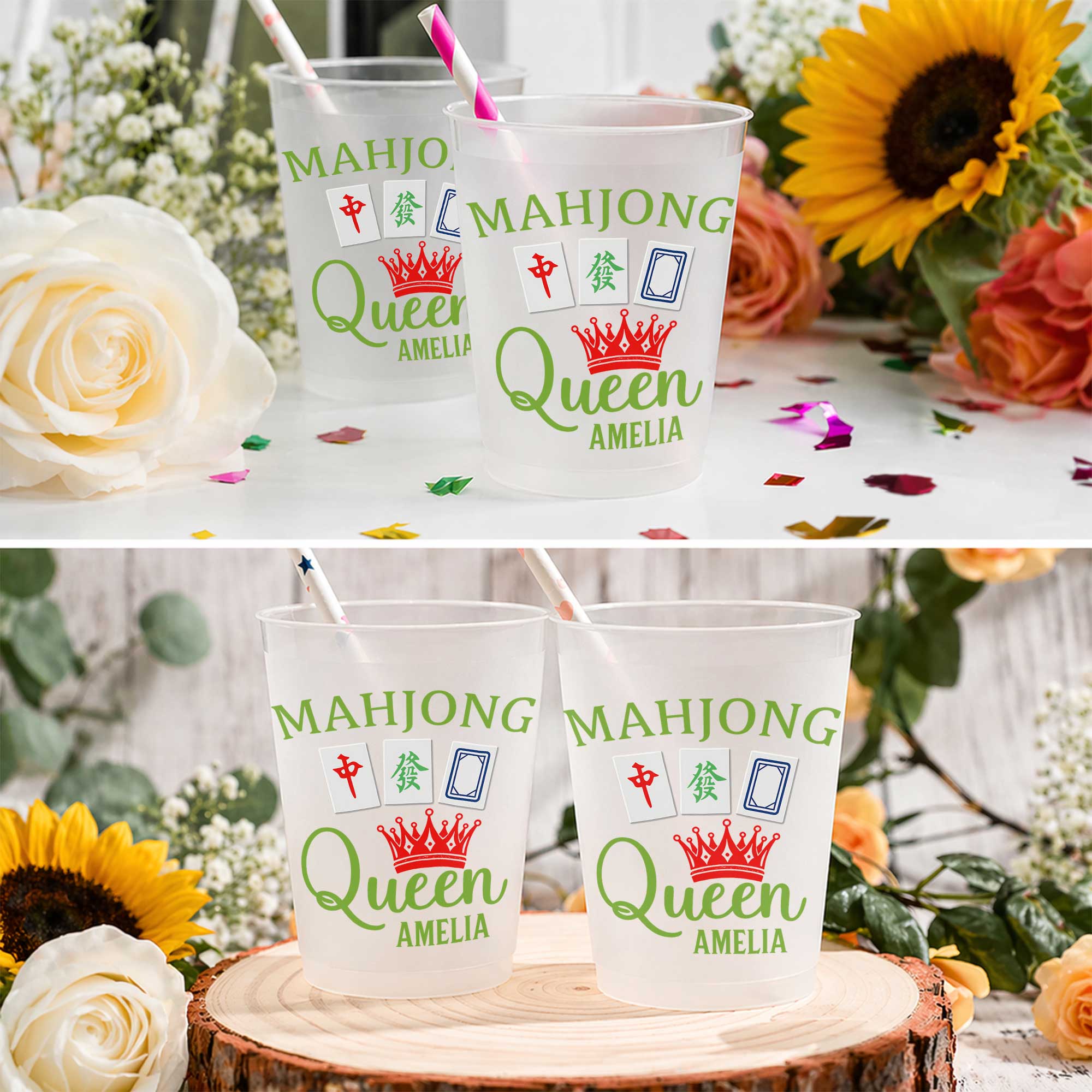 Personalized Mahjong Queen Frosted Cups Custom Design Gift