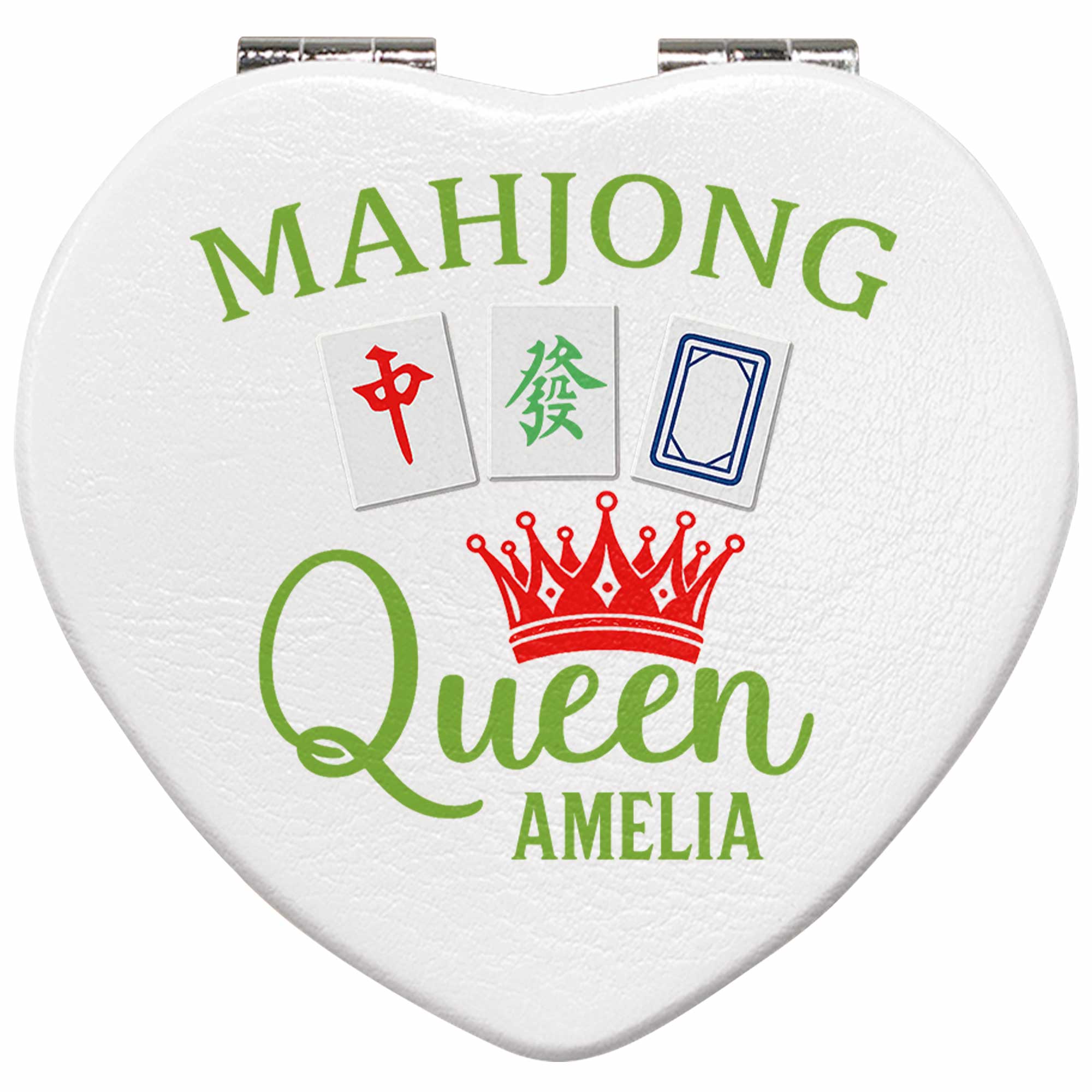 Personalized Mahjong Queen Heart Compact Mirror Custom Gift