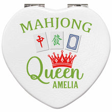 Load image into Gallery viewer, Personalized Mahjong Queen Heart Compact Mirror Custom Gift
