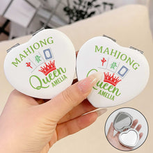 Load image into Gallery viewer, Personalized Mahjong Queen Heart Compact Mirror Custom Gift
