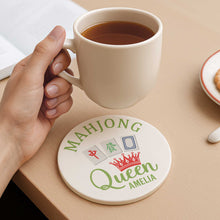 Load image into Gallery viewer, Personalized Mahjong Queen Ceramic Coaster Custom Gift for Her
