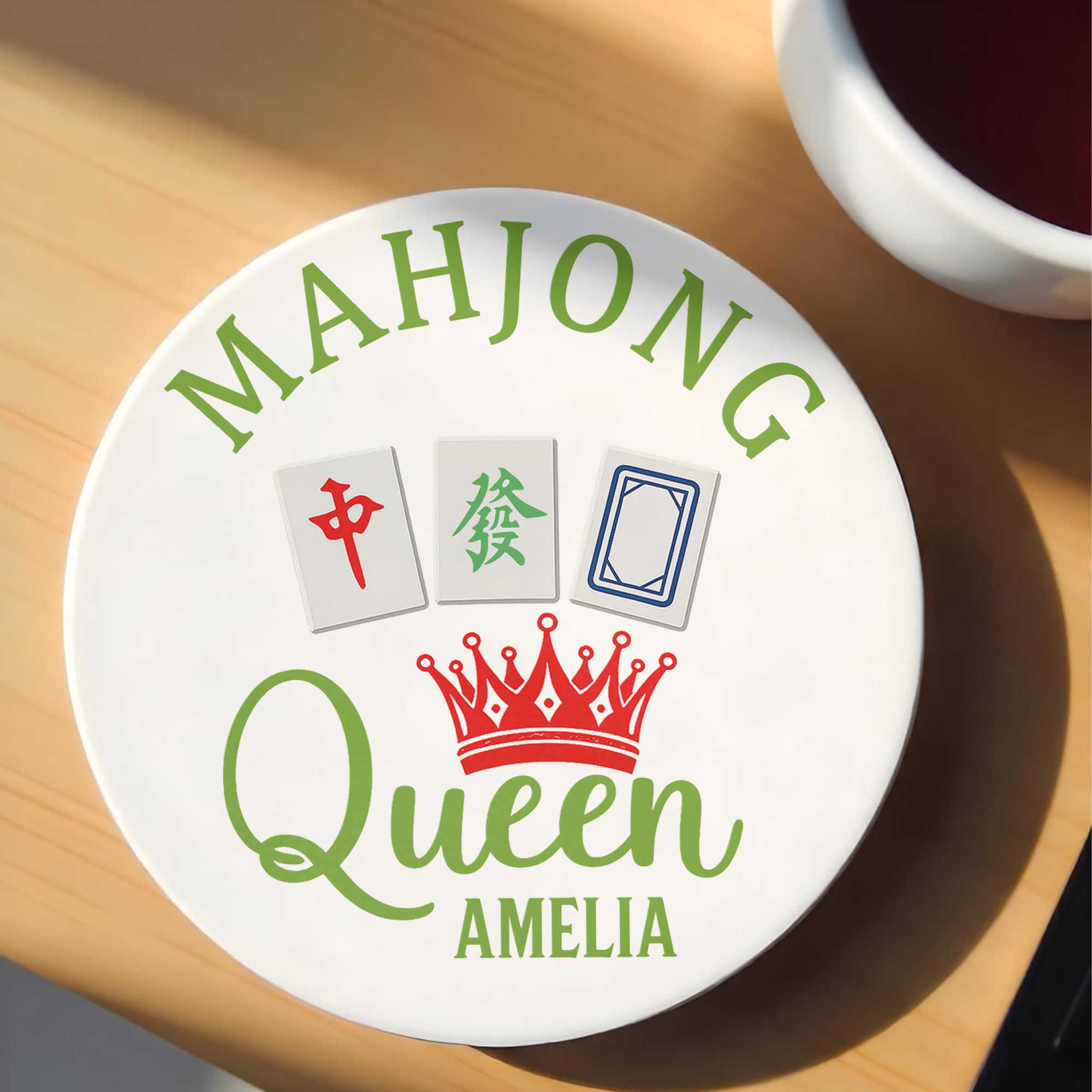 Personalized Mahjong Queen Ceramic Coaster Custom Gift for Her