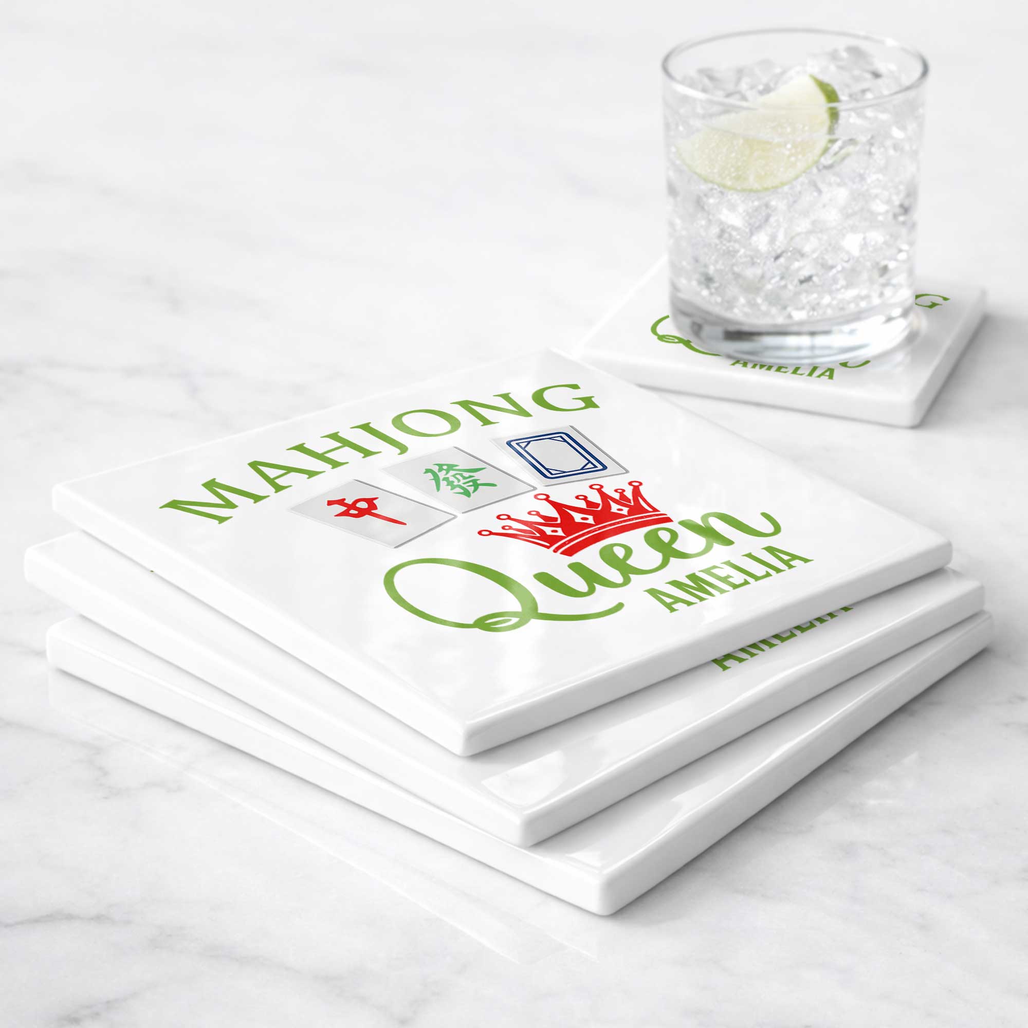 Personalized Mahjong Queen Custom Ceramic Coaster for Mom